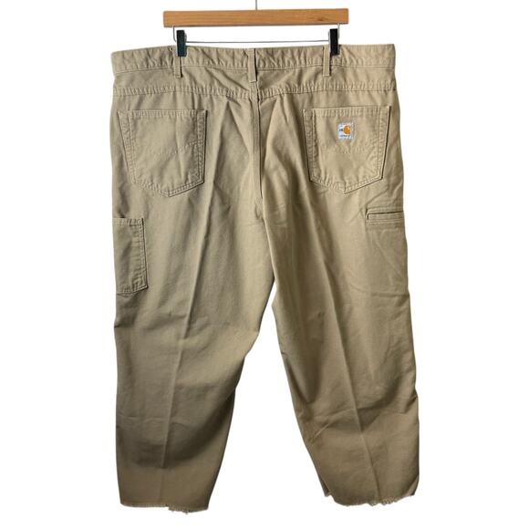 Carhartt Pants Fire Resistant Mens Sz 44 Tan Frayed Work Construction Streetwear - Picture 4 of 14